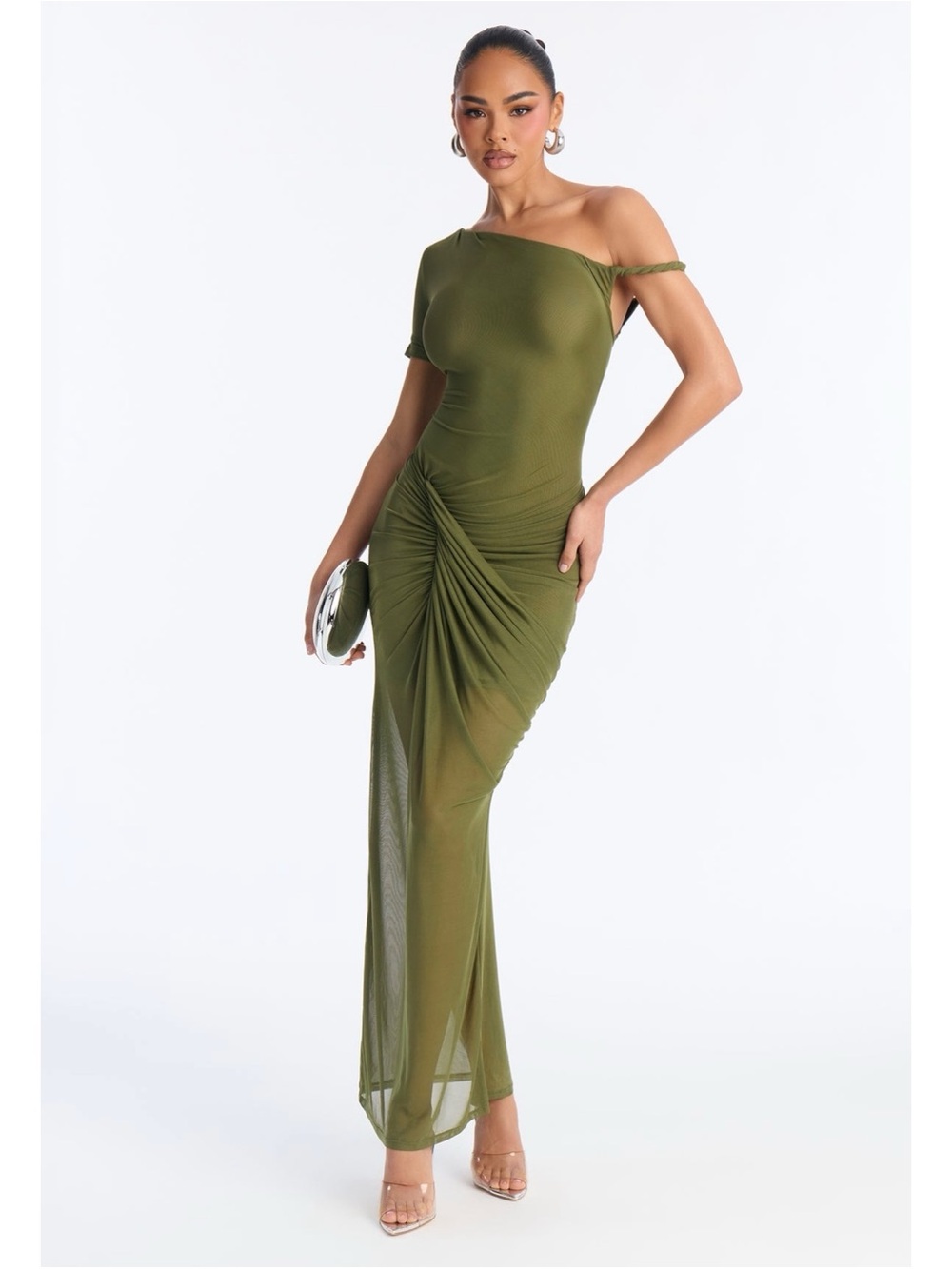 Skylar Asymmetrical Mesh Maxi Dress NWT - Picture 1 of 5